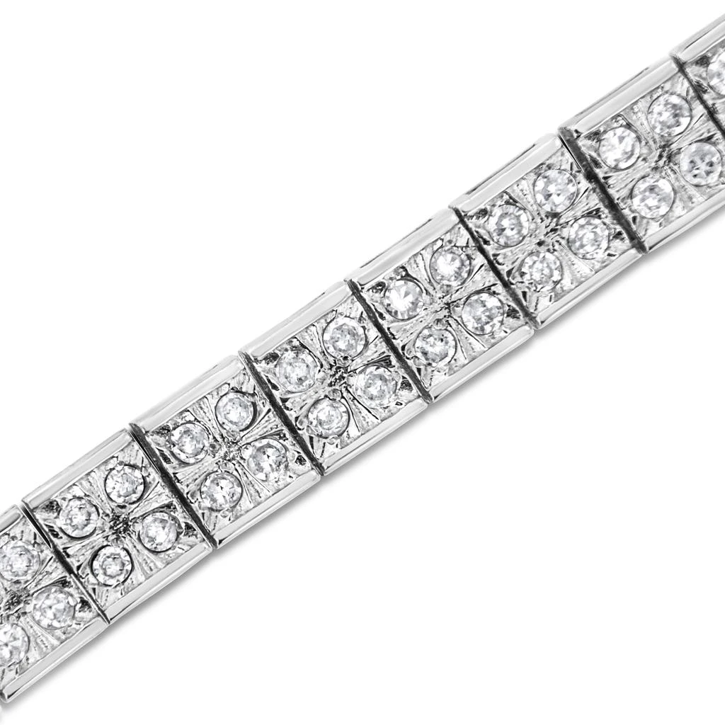 商品Haus of Brilliance|.925 Sterling Silver 2 Cttw Prong Set Round-Cut Diamond 4 Stone Box Link Bracelet,价格¥8234,第3张图片详细描述