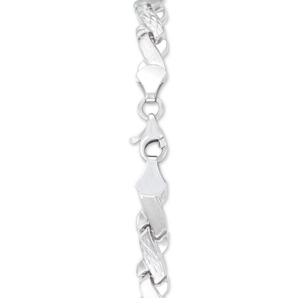 Satin Finish Link Bracelet in 10k White Gold商品第3张图片规格展示