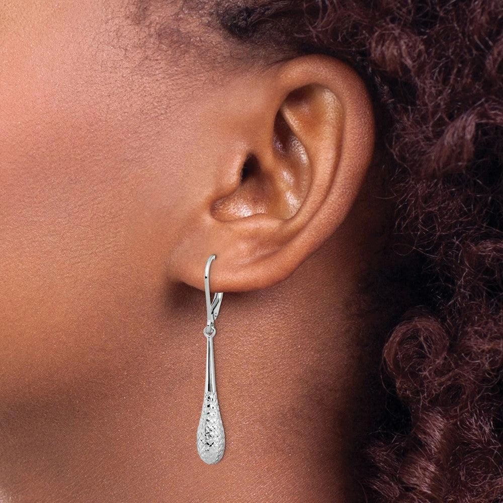 商品Diamond2Deal|14K White Gold Diamond-cut Drop Dangle Earrings,价格¥4704,第3张图片详细描述