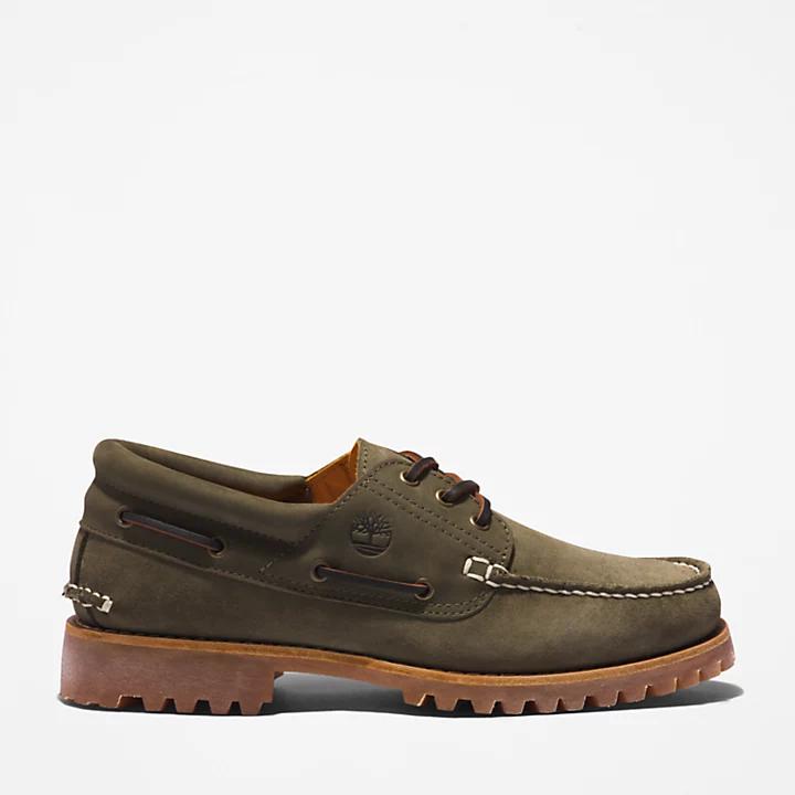 Timberland® 3-Eye Lug Handsewn Boat Shoe for Men in Dark Green商品第1张图片规格展示