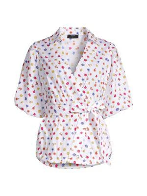 商品Tahari|Floral Puff-Sleeve Blouse,价格¥188,第3张图片详细描述