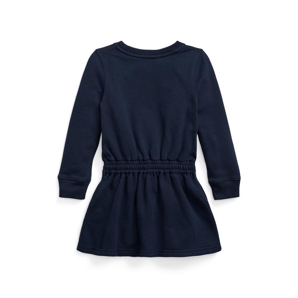 Little Girls and Toddler Girls Long Sleeves Polo Bear Fleece Dress商品第5张图片规格展示