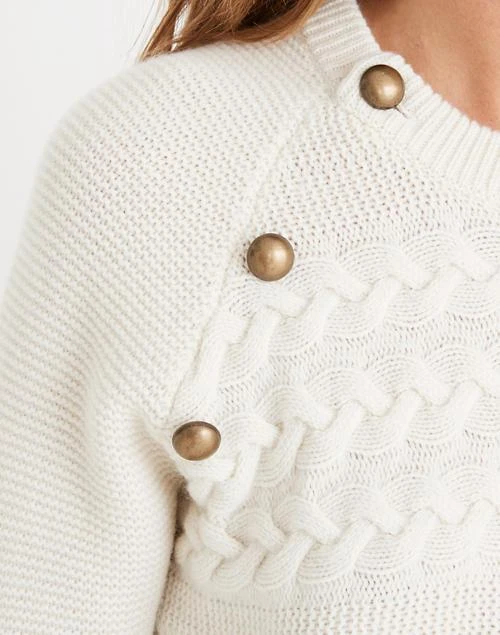 商品Madewell|Button-Detail Cableknit Pullover Sweater,价格¥634,第4张图片详细描述