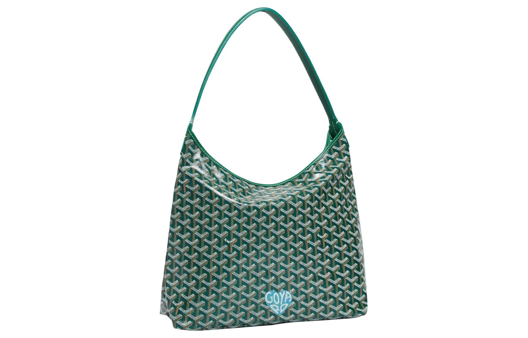 商品[国内直发] Goyard|Bohème Hobo Y字老花满印抗压皮革手柄 帆布拼牛皮 腋下包子母包手提单肩包 女款 绿色/浅蓝小爱心版,价格¥20951,第1张图片