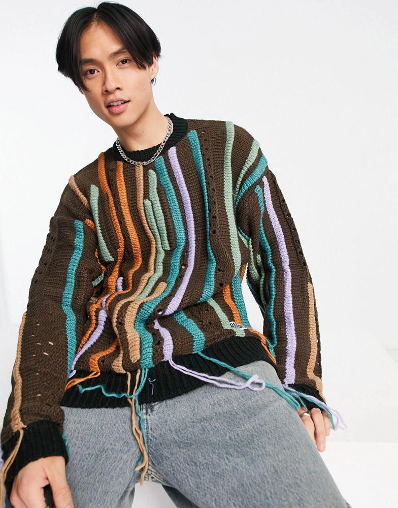 商品The Ragged Priest|The Ragged Priest shredded knit jumper in multi,价格¥338,第1张图片