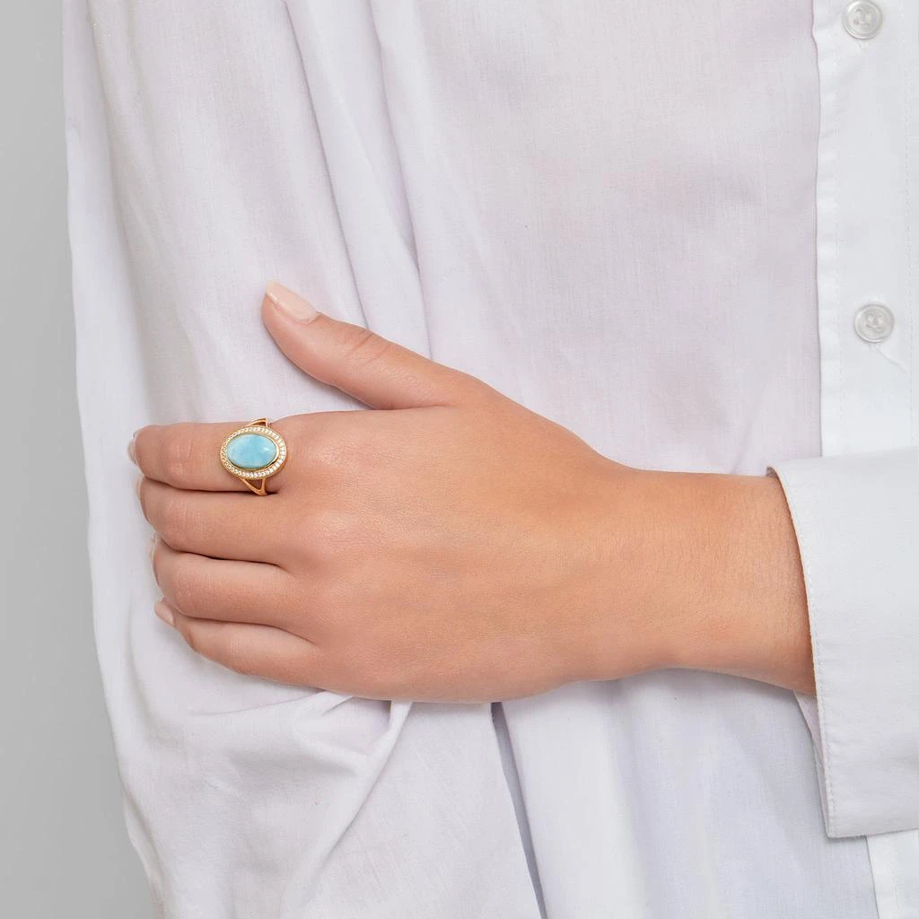 商品Adornia Fine|Adornia Larimar Halo Ring 14k gold vermeil,价格¥957,第2张图片详细描述