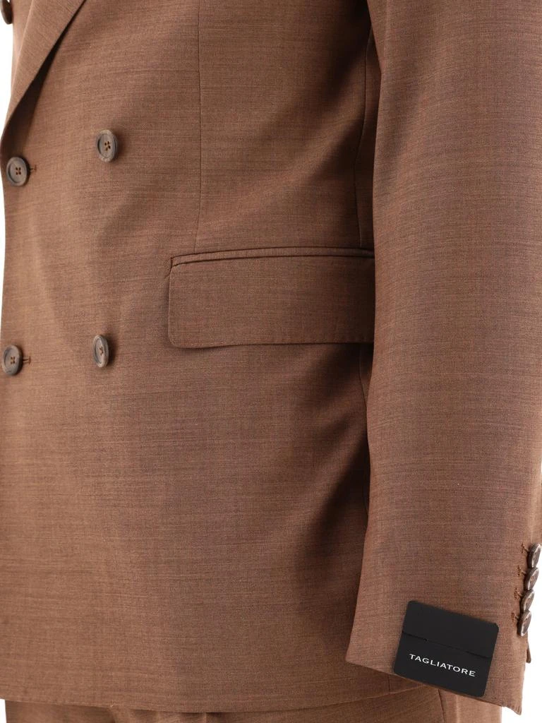 商品TAGLIATORE|Wool Double-Breasted Suit Suits Brown,价格¥3319,第4张图片详细描述