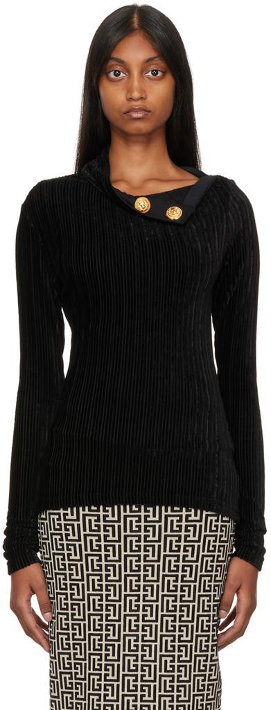 商品Balmain|Black Foldover Sweater,价格¥8808,第1张图片