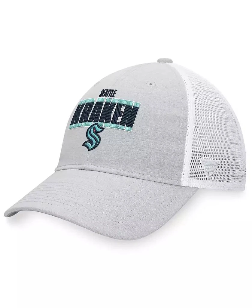 商品Fanatics|Men's Heather Gray, White Seattle Kraken Team Trucker Snapback Hat,价格¥167,第1张图片