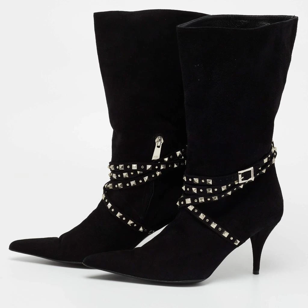 商品[二手商品] Versace|Versace Black Suede Studded Mid Calf Boots Size 38,价格¥882,第2张图片详细描述