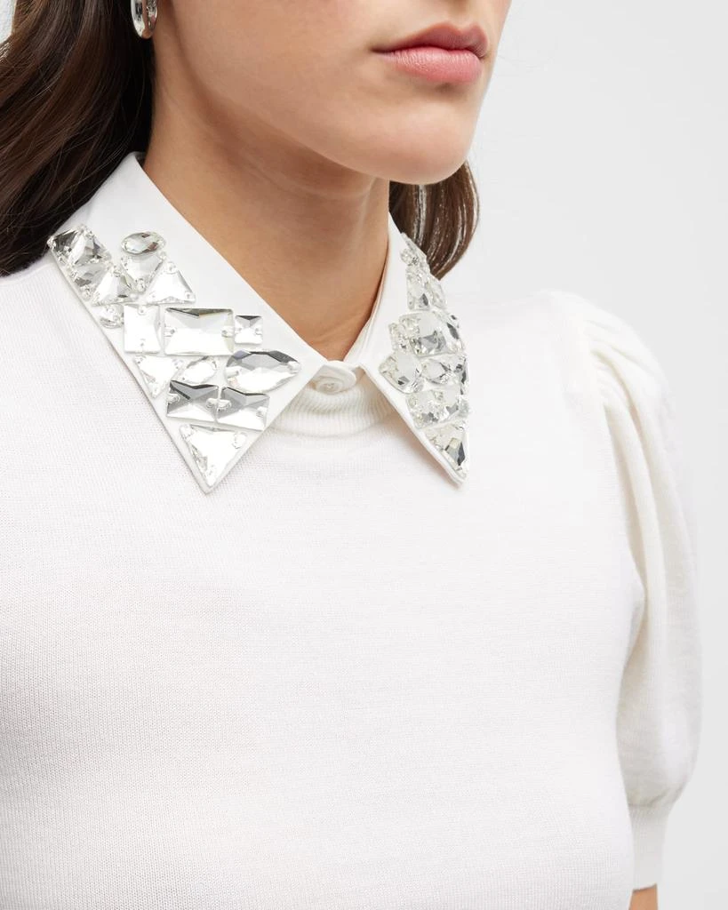 商品Alice + Olivia|Ciara Embellished-Collar Puff-Sleeve Sweater,价格¥805,第4张图片详细描述