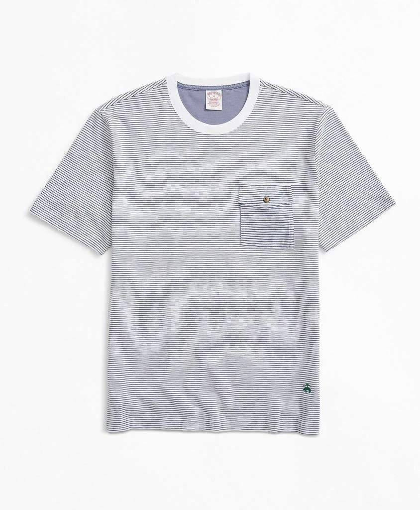 商品Brooks Brothers|Striped Slub Cotton Pocket T-Shirt,价格¥166,第1张图片