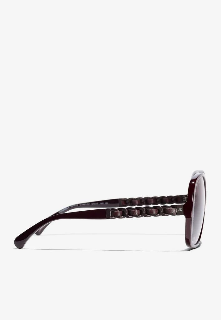 商品Chanel|Oversized Rectangular Sunglasses with Chain Detail,价格¥3014,第3张图片详细描述