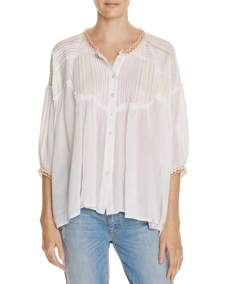 商品FREEWAY|Embroidered Crochet Trim Blouse,价格¥214,第1张图片