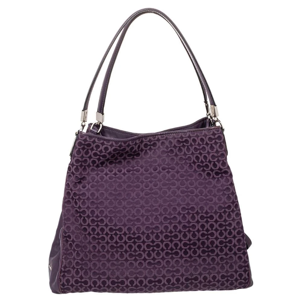 商品[二手商品] Coach|Coach Purple Signature Canvas And Leather Madison Phoebe Shoulder Bag,价格¥2071,第4张图片详细描述