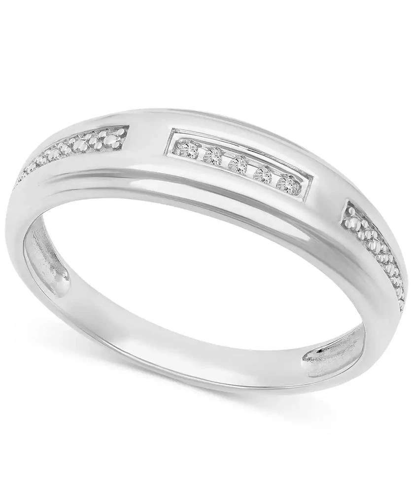 商品Macy's|Men's Diamond Accent Wedding Band in 14k White Gold,价格¥4867,第2张图片详细描述