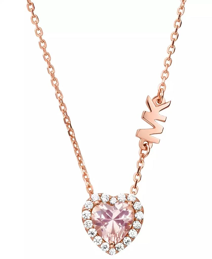 商品Michael Kors|14k Rose Gold-Plated Sterling Silver Crystal Heart Halo Pendant Necklace, 16" + 2" extender,价格¥935,第1张图片