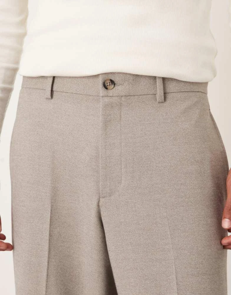 商品ASOS|ASOS DESIGN barrel leg suit trousers in neutral brushed twill,价格¥403,第4张图片详细描述