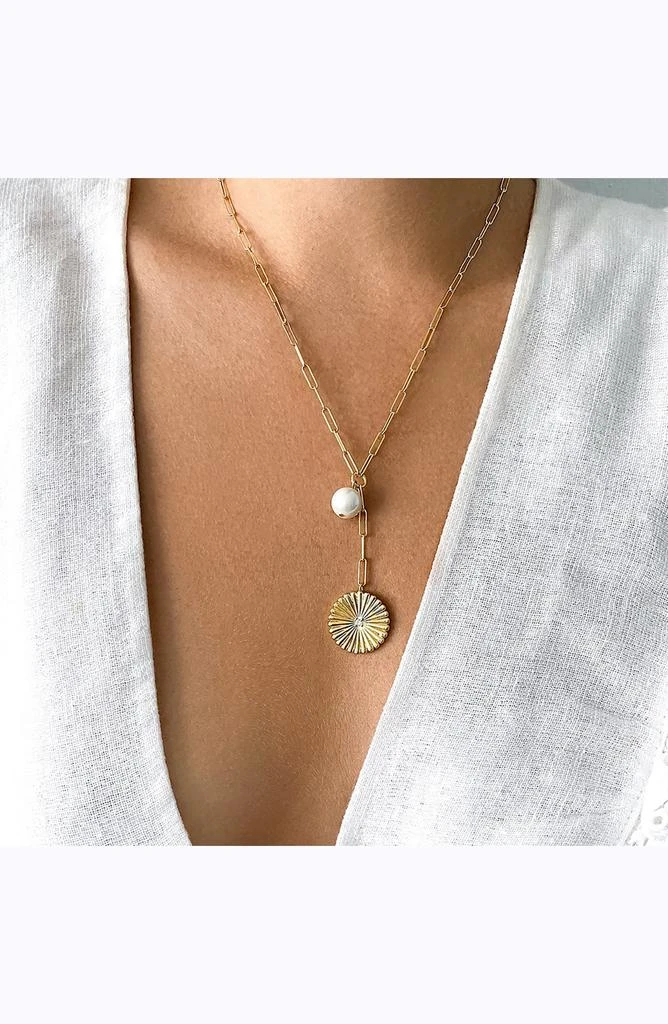 商品ADORNIA|14K Yellow Gold Vermeil Pearl Drop Y-Necklace,价格¥152,第3张图片详细描述