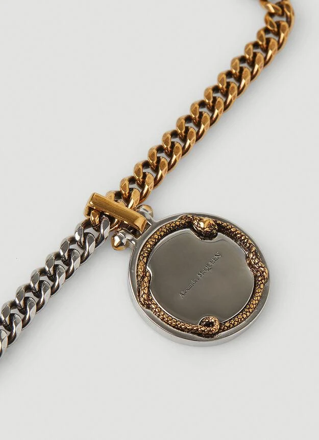 商品Alexander McQueen|Snake Medall Bracelet in Silver,价格¥1707,第3张图片详细描述