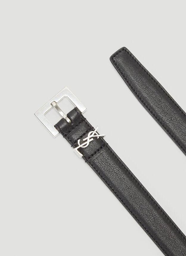 商品Yves Saint Laurent|Monogram Leather Belt in Black,价格¥2865,第3张图片详细描述