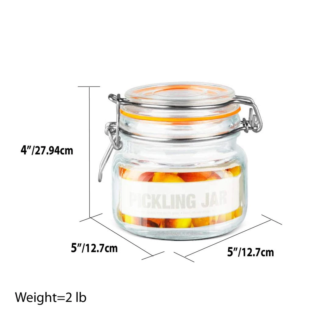 商品Home Basics|Home Basics 14 oz. Glass Pickling Jar with Wire Bail Lid and Rubber Seal Gasket,价格¥107,第4张图片详细描述