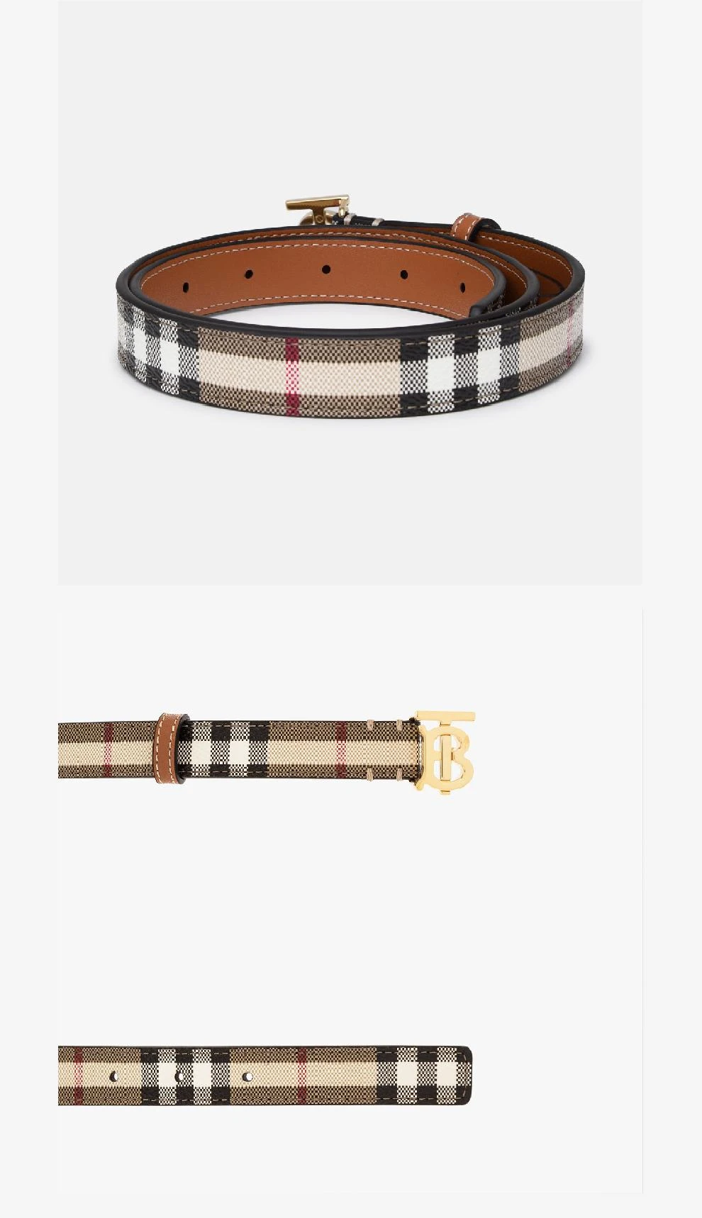 商品Burberry|经典款女士格纹橘色皮带【香港仓极速发货】,价格¥2830,第5张图片详细描述