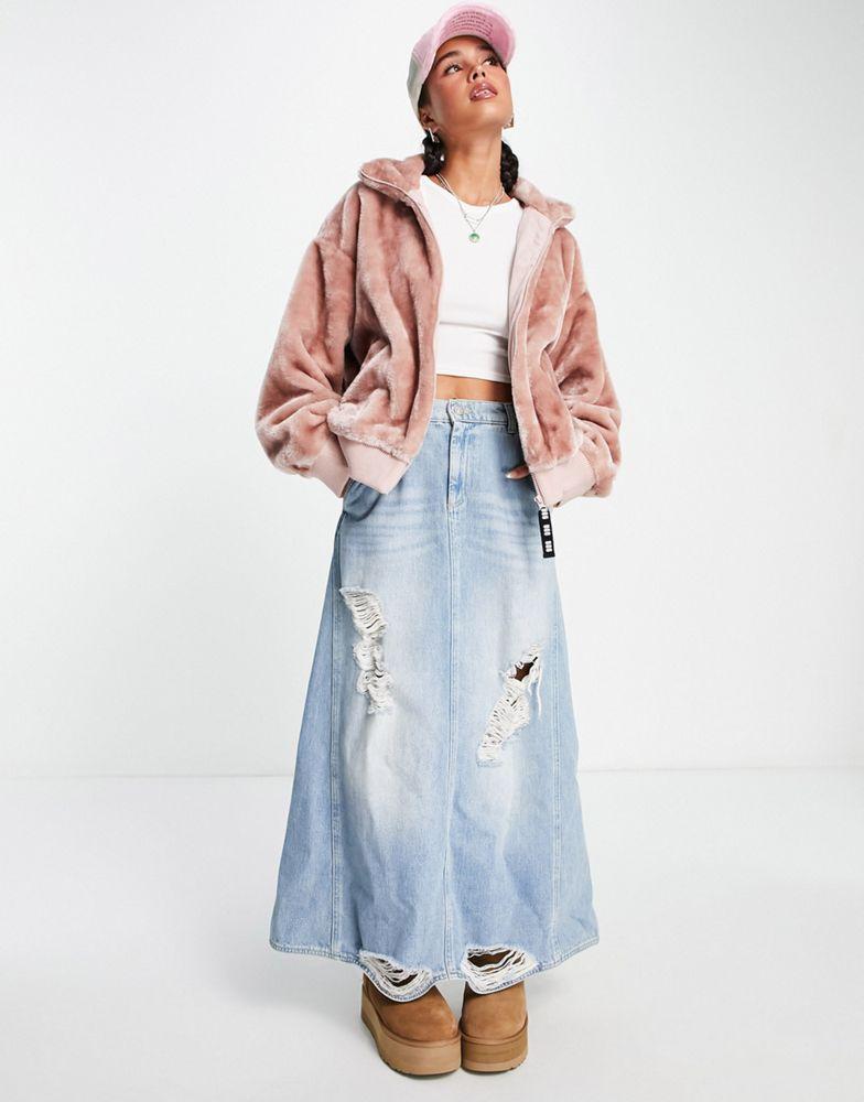 UGG Laken faux fur jacket in dusty pink商品第4张图片规格展示