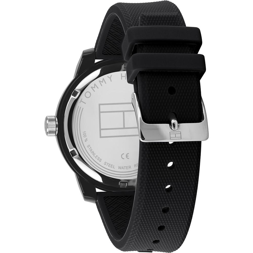 Men's Black Silicone Strap Watch 44mm, Created for Macy's商品第3张图片规格展示