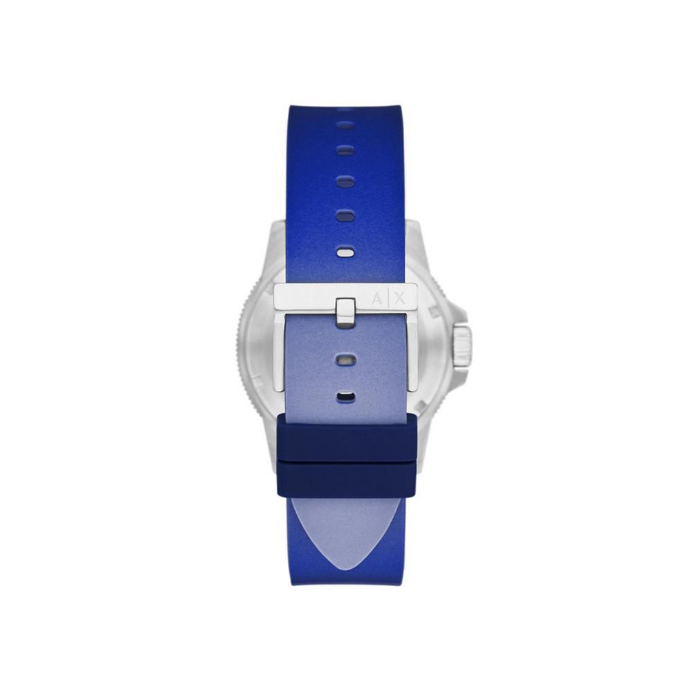 商品Armani Exchange|Men's Dive inspired in Blue Gradient with Silicone Strap Watch 42mm,价格¥1106,第5张图片详细描述