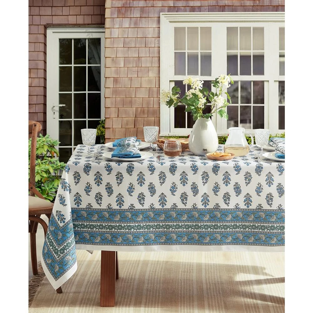 商品Elrene|Tropez Block Print Stain Water Resistant Indoor and Outdoor Tablecloth, 52" x 70" Rectangle,价格¥232,第2张图片详细描述