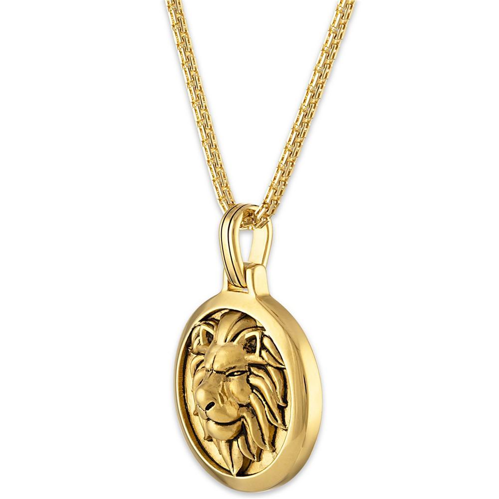 商品Esquire Men's Jewelry|Lion Amulet 24" Pendant Necklace in 14k Gold-Plated Sterling Silver, Created for Macy's,价格¥2040,第4张图片详细描述