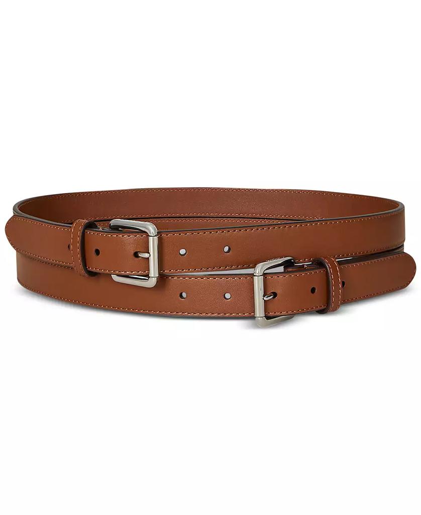 *Ralph Lauren Collection Brown Multi Double Buckle Whipstitched Western Belt VINTAGE Lauren Ralph Lauren Belt 2 1/2” Tooled Leather  main image 4