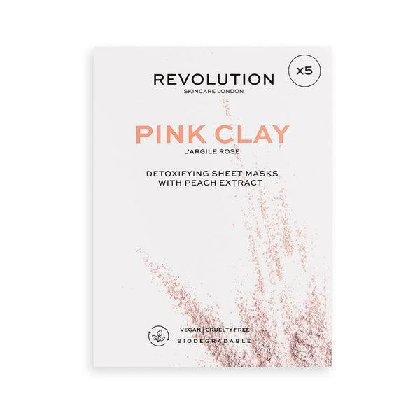 商品Revolution|Revolution Skincare Biodegradable Detoxifying Pink Clay Sheet Mask Set (5 Pack),价格¥49,第2张图片详细描述