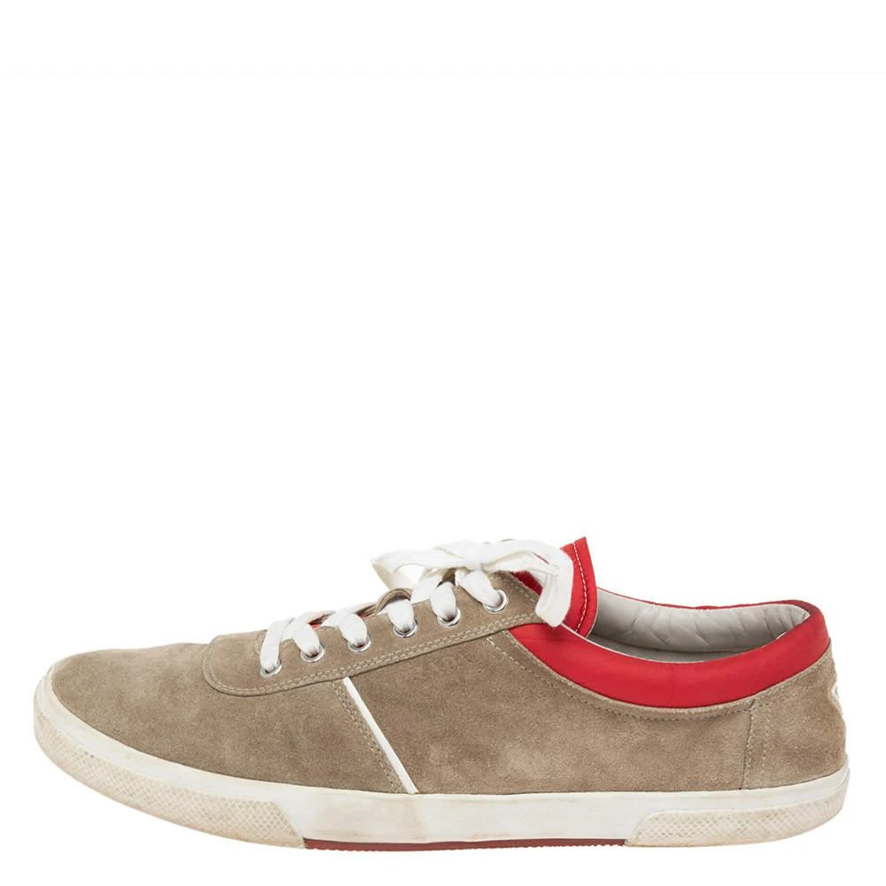 商品[二手商品] Prada|Prada Grey/Red Suede  Lace Up Sneakers Size 44,价格¥923,第2张图片详细描述
