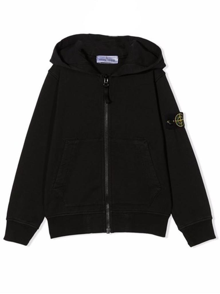 Stone Island Junior Black Cotton Hoodie商品第1张图片规格展示