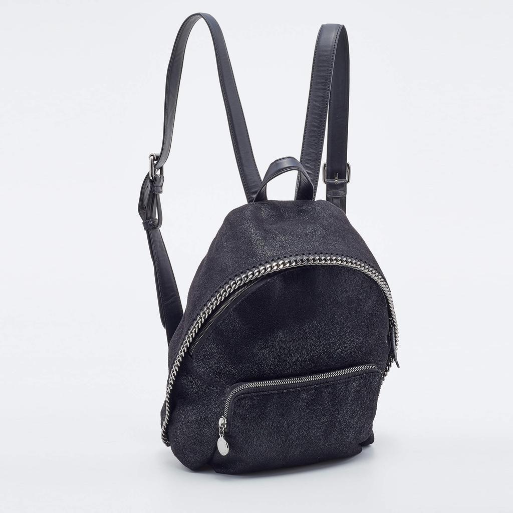 Stella McCartney Black Quilted Faux Leather Mini Falabella Backpack商品第3张图片规格展示