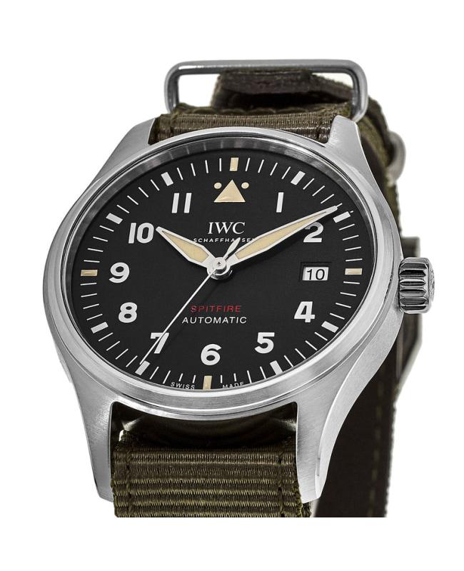 IWC Pilot's Automatic Spitfire Black Dial Green Strap Men's Watch IW326801商品第2张图片规格展示