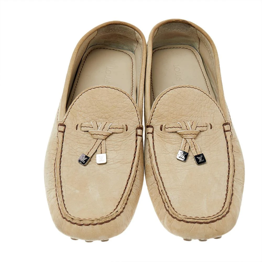 商品[二手商品] Louis Vuitton|Louis Vuitton Light Yellow Leather Bow Slip On Loafers Size 42.5,价格¥1899,第3张图片详细描述