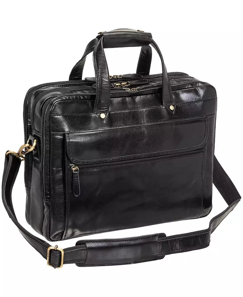 商品Mancini Leather Goods|Men's Triple Compartment Briefcase,价格¥1104,第2张图片详细描述