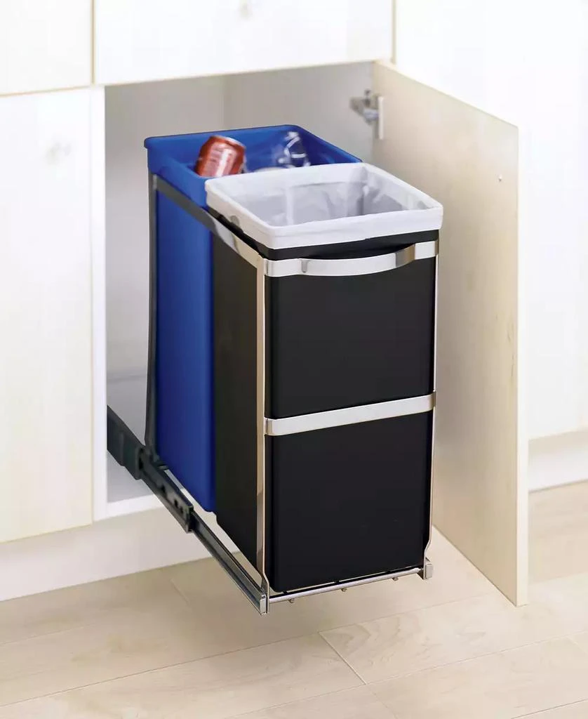 商品simplehuman|Under-the-Counter 35 Liter Pull Out Dual Recycler Trash Can,价格¥597,第3张图片详细描述