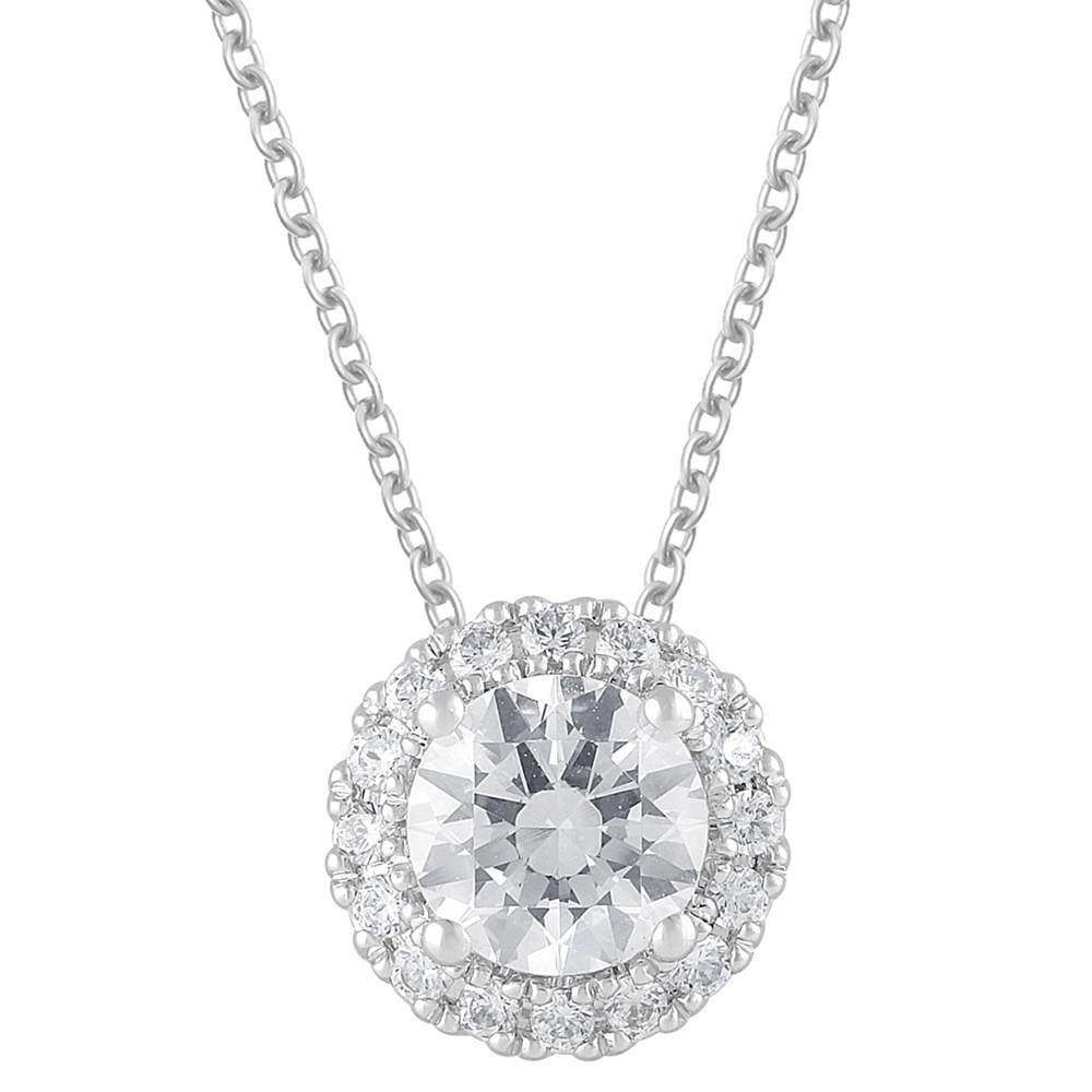 Lab Grown Diamond Halo 18" Pendant Necklace (1-1/5 ct. t.w.) in 14k White Gold商品第1张图片规格展示