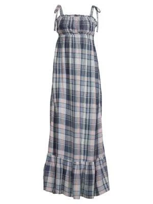 商品Love Ady|​Plaid Tie Shoulder Tiered Maxi Dress,价格¥159,第3张图片详细描述