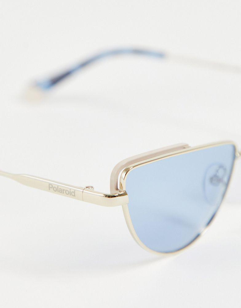 商品Polaroid|Polaroid slim frame cat eye sunglasses in blue and gold PLD 6129/S,价格¥133,第5张图片详细描述