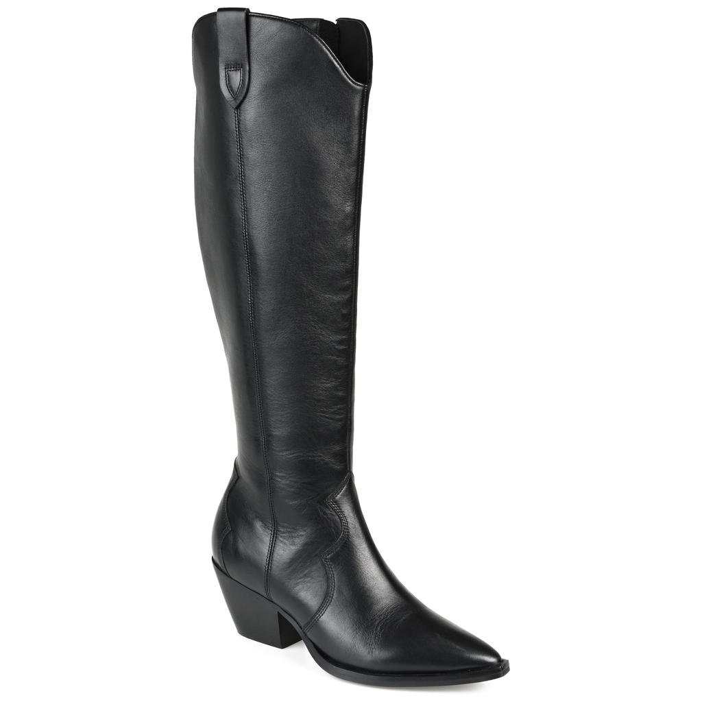 Botas de cano alto para mulher Pryse em pele genuína com bico amendoado e calçar. image 2