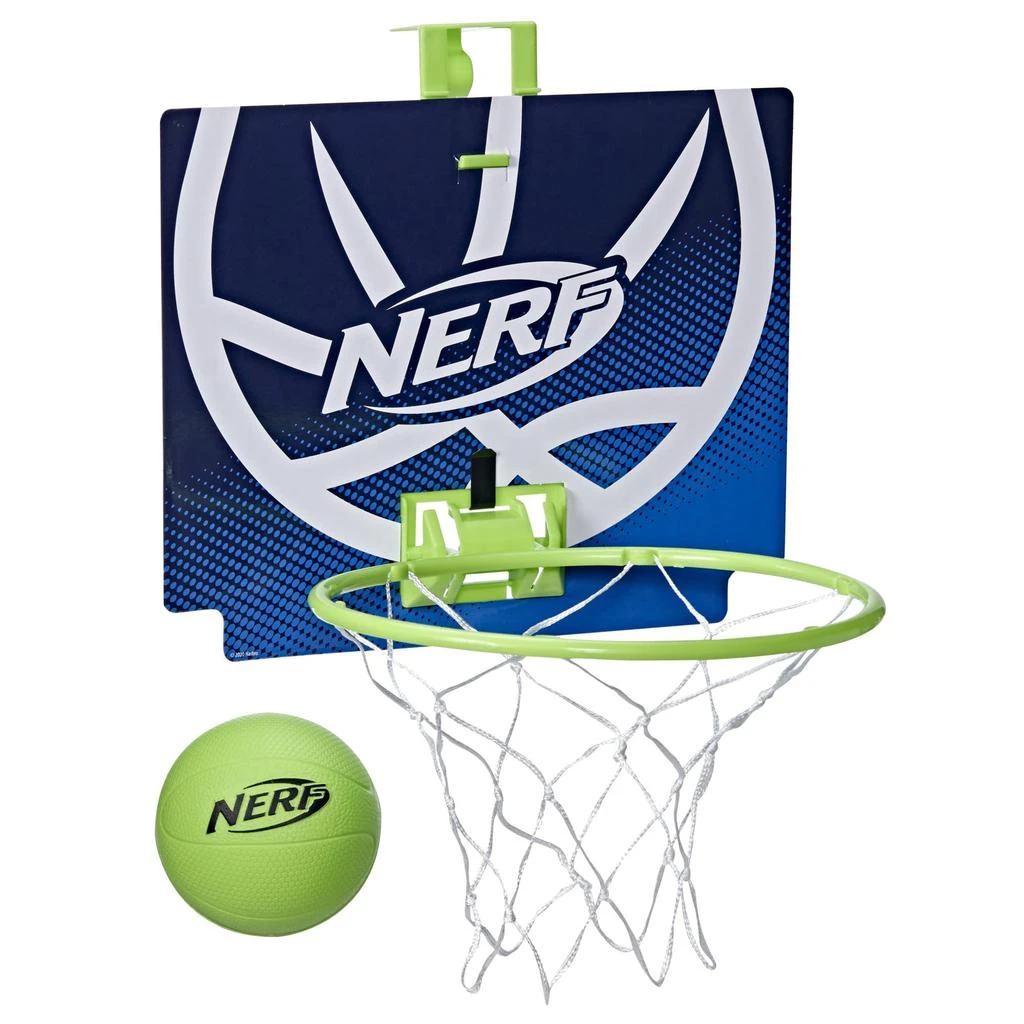 商品Nerf|NERF Nerfoop -- The Classic Mini Foam Basketball and Hoop -- Hooks On Doors -- Indoor and Outdoor Play -- A Favorite Since 1972 , Blue,价格¥64,第1张图片