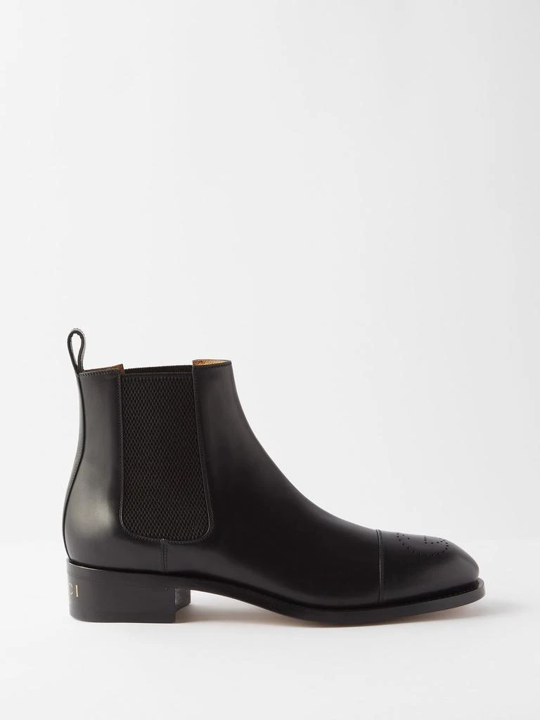 商品Gucci|Perforated-logo leather Chelsea boots,价格¥9871,第1张图片