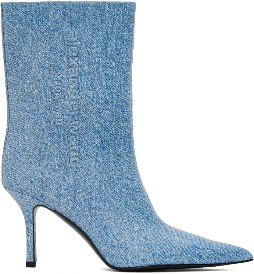 商品Alexander Wang|Blue Leather Delphine Boots,价格¥6718,第1张图片