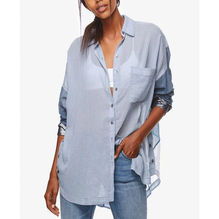 商品Free People|Cotton Sheer Tie-Front Shirt,价格¥293,第1张图片