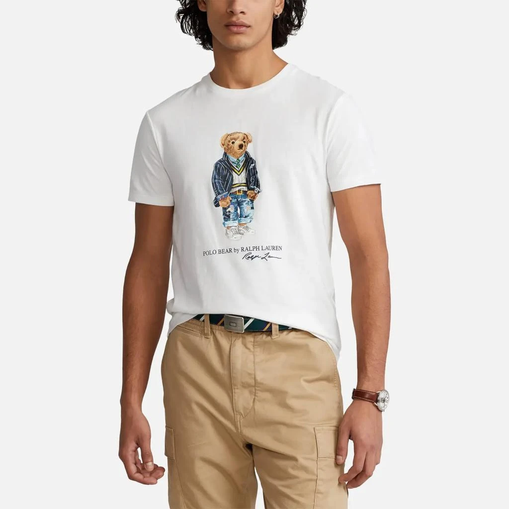 商品Ralph Lauren|Polo Ralph Lauren Men's Custom Slim Fit Polo Bear Jersey T-Shirt - White Heritage Bear,价格¥548,第1张图片